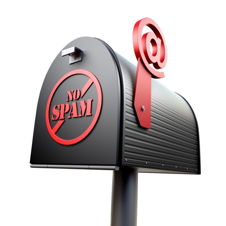 Mailbox with "no spam" written on the front.