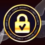 Cybersecurity seal with gold padlock in the middle