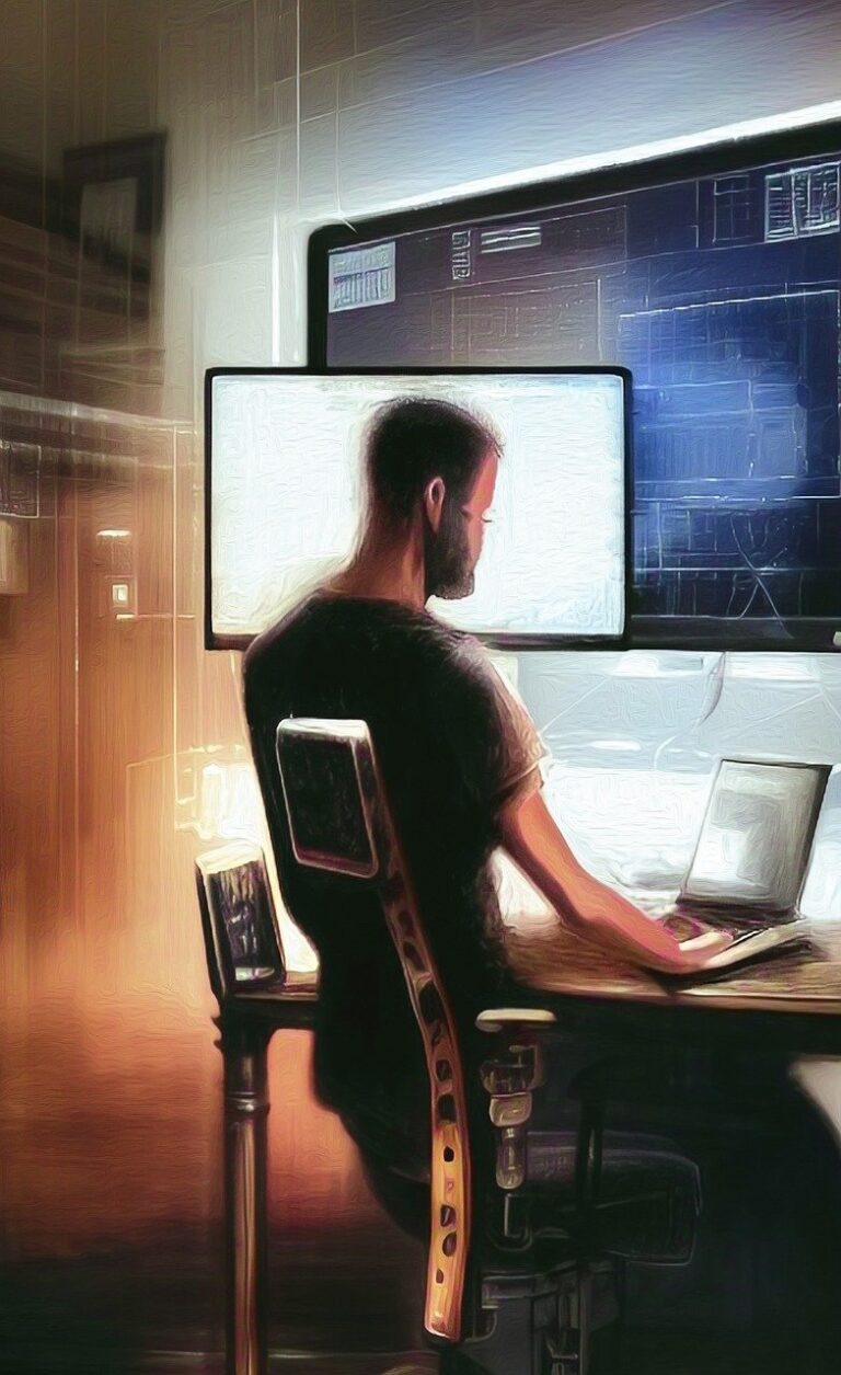 AI-generated photo of a man working at a computer