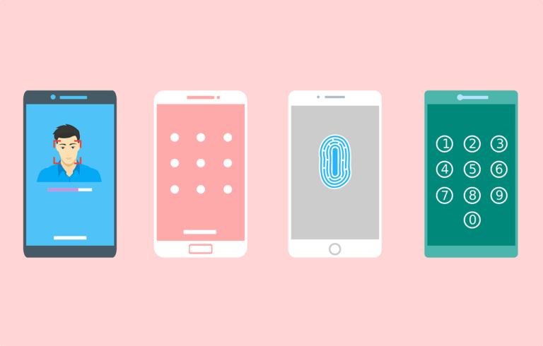 picture with four smartphones each displaying a different kind of multifactor authentication