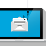 Laptop screen with a fish hook in an email