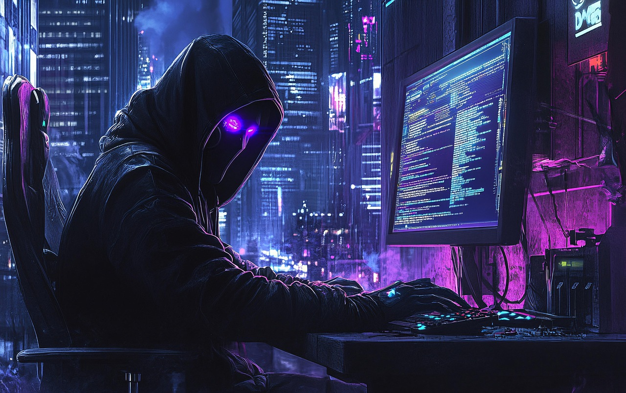 pciture of an AI generated hacker sitting at a computer