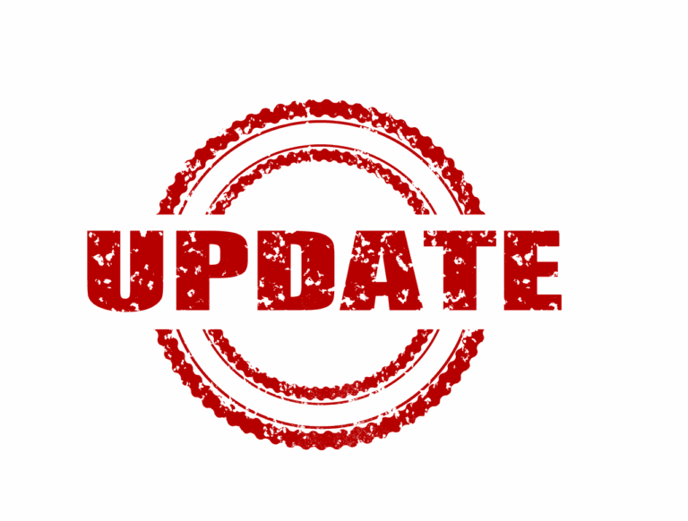 the word update in red with two red circles