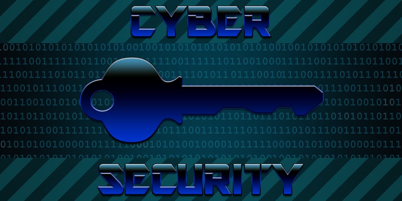 picture of a key with the words cyber security
