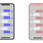 drawing of two phones with text messages