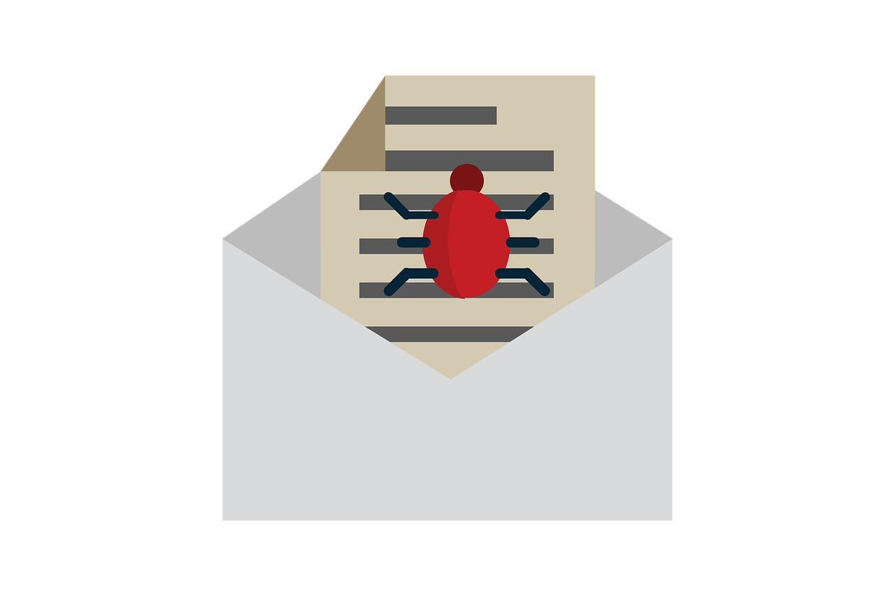Envelope with a bug on the mail