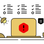 drawing of a laptop screen with an alert