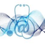 Stethoscope with at sign to represent medical email