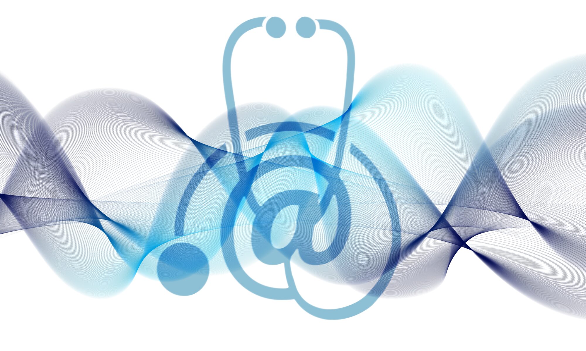 Stethoscope with at sign to represent medical email