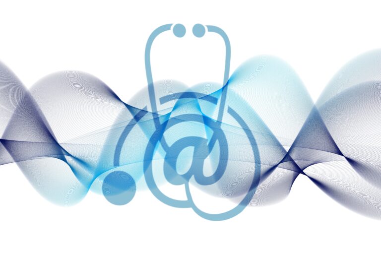 Stethoscope with at sign to represent medical email